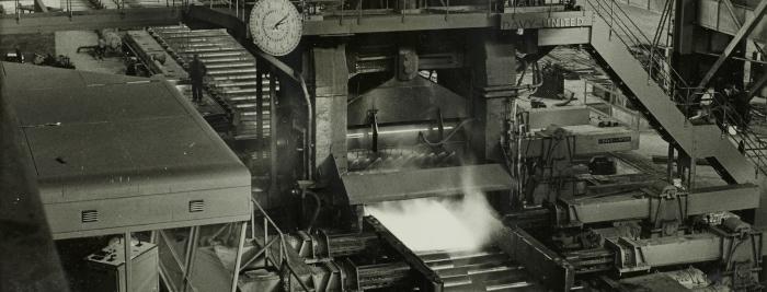 Main mill in operation, Consett Steel Works, 4 November 1960 (D/Co 12/11(59)) - Copyright Â© Durham County Record Office
