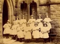 Girls from the Model School, Gilesgate, Durham City, circa 1900 (E/HB 1/870) - Copyright Â© Durham County Record Office