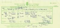 Marriage Certificate, Register Office, Newcastle-upon-Tyne