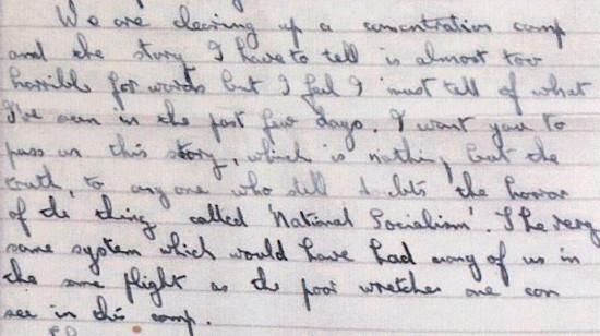An extract from Jack Fairweather's first letter from Belsen, 23rd April 1945. Image © Durham Record Office (D/DLI 7/1279/1)